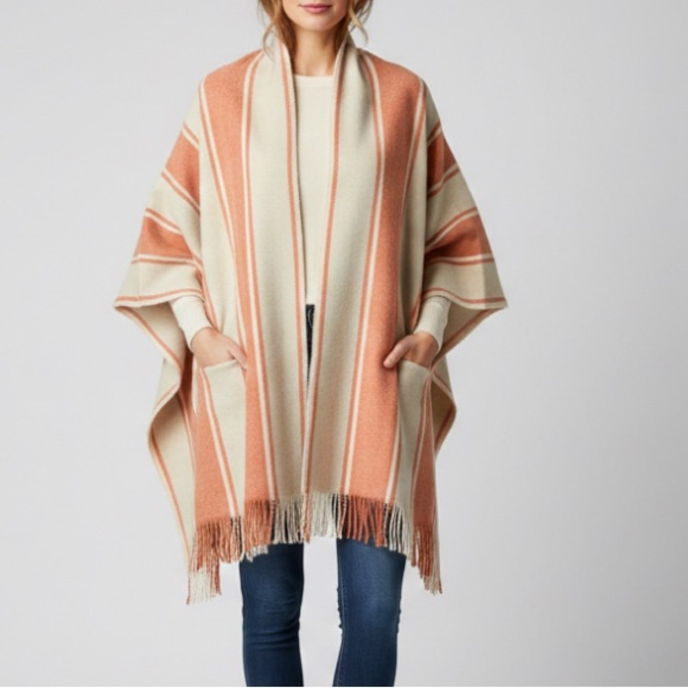 Madewell Rust/Orange and Cream Women's Wrap with arm holes